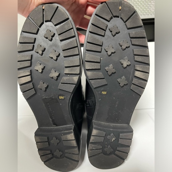 Alex Marie Black Leather Velvet Combat Boots - Picture 9 of 10